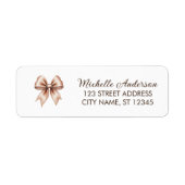 Elegante bruine Bow Coquette retouradreslabel Etiket (Voorkant)