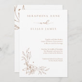 Elegante bruine bruiloft uitnodiging (Voorkant / Achterkant)