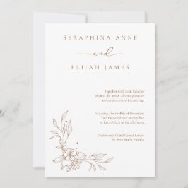 Elegante bruine bruiloft uitnodiging