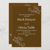 Elegante bruine bruiloft uitnodiging (Voorkant / Achterkant)