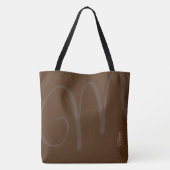 Elegante Bruine Canvas tas met haar Naam en Initia (Achterkant)