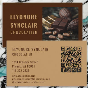 Elegante Bruine Caramel Chocolatier Foto Sociale Q Visitekaartje