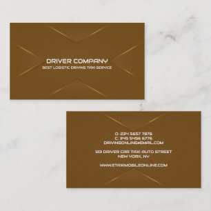 Elegante bruine chauffeur visitekaartje