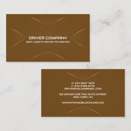 Elegante bruine chauffeur visitekaartje (Voorkant / Achterkant)
