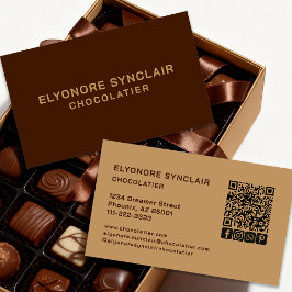 Elegante bruine chocolaterie sociale icon QR-code  Visitekaartje