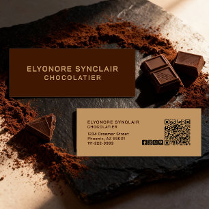 Elegante bruine Chocolatier Social Icon QR Code  Mini Visitekaartje