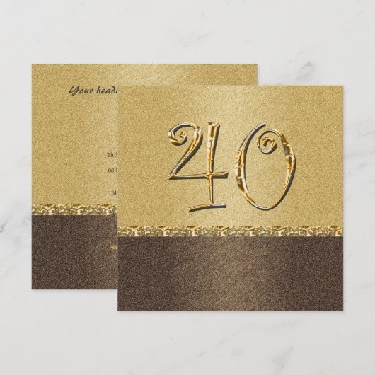 elegante bruine crème 40e partij kaart (Voorkant / Achterkant)