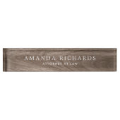 Elegante bruine eiken houtnerf look naambordje (Voorkant)