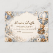Elegante Bruine En Blauwe Beer Luier Raffle Informatiekaartje (Voorkant)