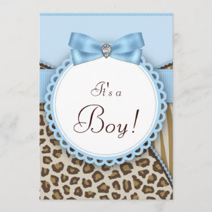 Elegante bruine en blauwe safari baby shower voor  kaart
