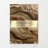 Elegante Bruine en Gouden Agaat Trifold Brochure Drieluik Kaart (Cover)