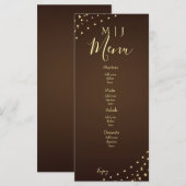Elegante bruine en gouden slingerlichtjes bruiloft menu (Voorkant / Achterkant)