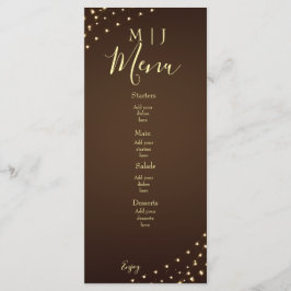 Elegante bruine en gouden slingerlichtjes bruiloft menu