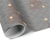 Elegante Bruine en Groene Kerstbomen Staal Grijs Cadeaupapier (Rol Hoek)