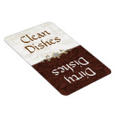 Elegante Bruine en Ivoor Damast Vaatwasser Magnet Magneet (Rechterzijde)