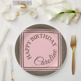 Elegante bruine en roze papieren bord