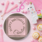 Elegante bruine en roze papieren bord (Feest)
