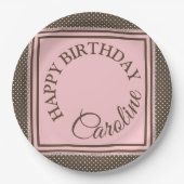 Elegante bruine en roze papieren bord (Voorkant)