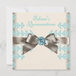 Elegante bruine en turquoise Quinceanera Kaart