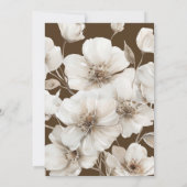 Elegante bruine en witte bloemenbruiloft kaart (Achterkant)