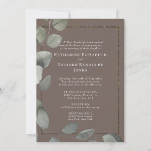 Elegante bruine formele trouwlocatie met 2 locatie kaart