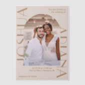 Elegante bruine foto boog bruiloft vellum uitnodigingen (Voorkant)