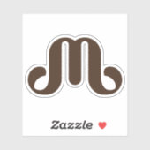 Elegante Bruine Gebogen M Monogram Sticker (Vel)