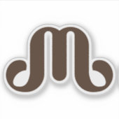 Elegante Bruine Gebogen M Monogram Sticker (Voorkant)
