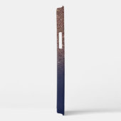 Elegante bruine glitterslierten, marineblauw Case-Mate iPhone case (Achterkant / Rechts)