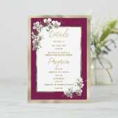 Elegante bruine goud witte orchidee Details Progra Kaart (Staand voorkant)