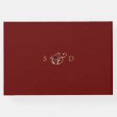 Elegante bruine gouden bloemen monogram bruiloft gastenboek (Achterkant)