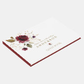 Elegante bruine gouden bloemen monogram bruiloft gastenboek (Hoek)