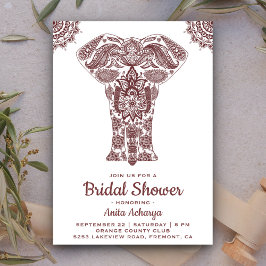 Elegante bruine henna olifant bruiloft uitnodiging