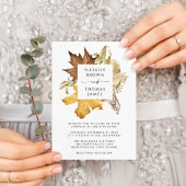 Elegante bruine herfst gebladerte herfst bruiloft kaart