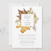 Elegante bruine herfst gebladerte herfst bruiloft kaart (Voorkant)
