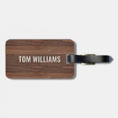 Elegante bruine houten textuur moderne stijl monog bagagelabel (Achterkant horizontaal)
