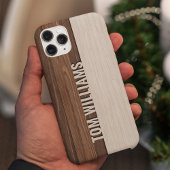 Elegante bruine houten textuur moderne stijl monog Case-Mate iPhone case