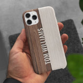 Elegante bruine houten textuur moderne stijl monog Case-Mate iPhone case