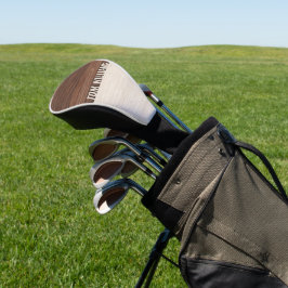 Elegante bruine houten textuur moderne stijl monog golfheadcover