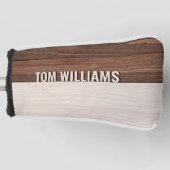 Elegante bruine houten textuur moderne stijl monog golfheadcover (Voorkant)