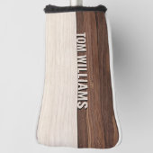 Elegante bruine houten textuur moderne stijl monog golfheadcover (Draai 90)
