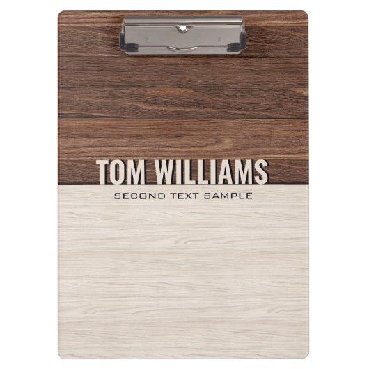 Elegante bruine houten textuur moderne stijl monog klembord (Voorkant)