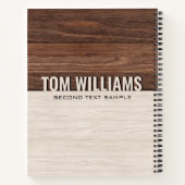 Elegante bruine houten textuur moderne stijl monog notitieboek (Achterkant)