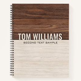 Elegante bruine houten textuur moderne stijl monog notitieboek