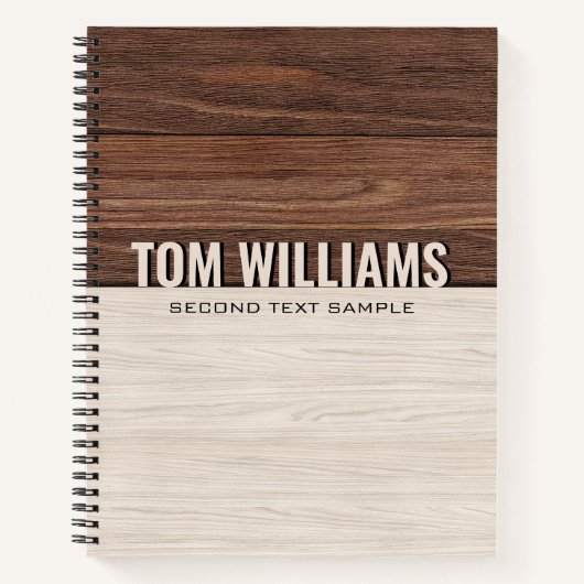 Elegante bruine houten textuur moderne stijl monog notitieboek (Voorkant)