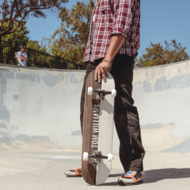 Elegante bruine houten textuur moderne stijl monog persoonlijk skateboard