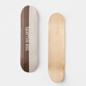 Elegante bruine houten textuur moderne stijl monog persoonlijk skateboard (Voorkant)