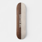 Elegante bruine houten textuur moderne stijl monog persoonlijk skateboard (Voorkant)