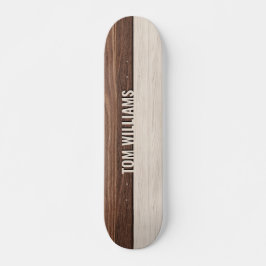 Elegante bruine houten textuur moderne stijl monog persoonlijk skateboard