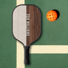 Elegante bruine houten textuur moderne stijl monog pickleball paddle
